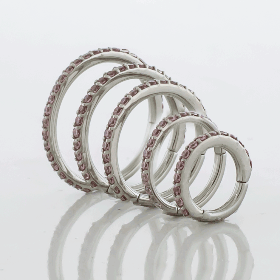 16G Steel Hinged Segment Rings With Colored Gems | Body Jewelry | Wiccan Center