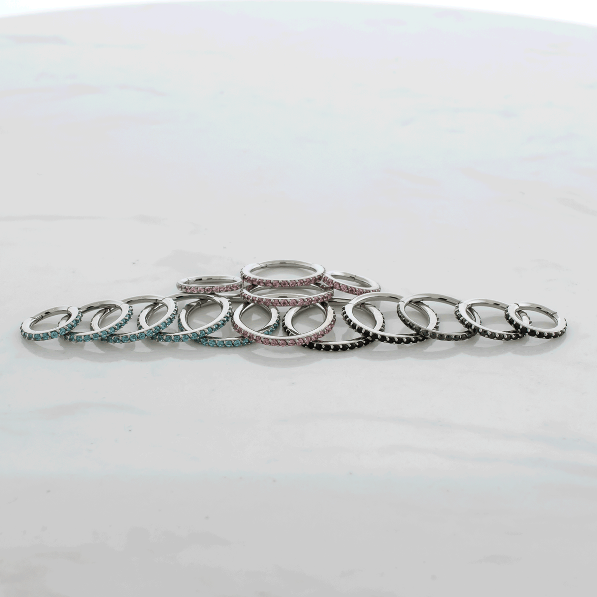 16G Steel Hinged Segment Rings With Colored Gems | Body Jewelry | Wiccan Center
