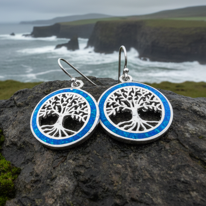 Opal Tree of Life Earrings | Dangle Earrings | Wiccan Center