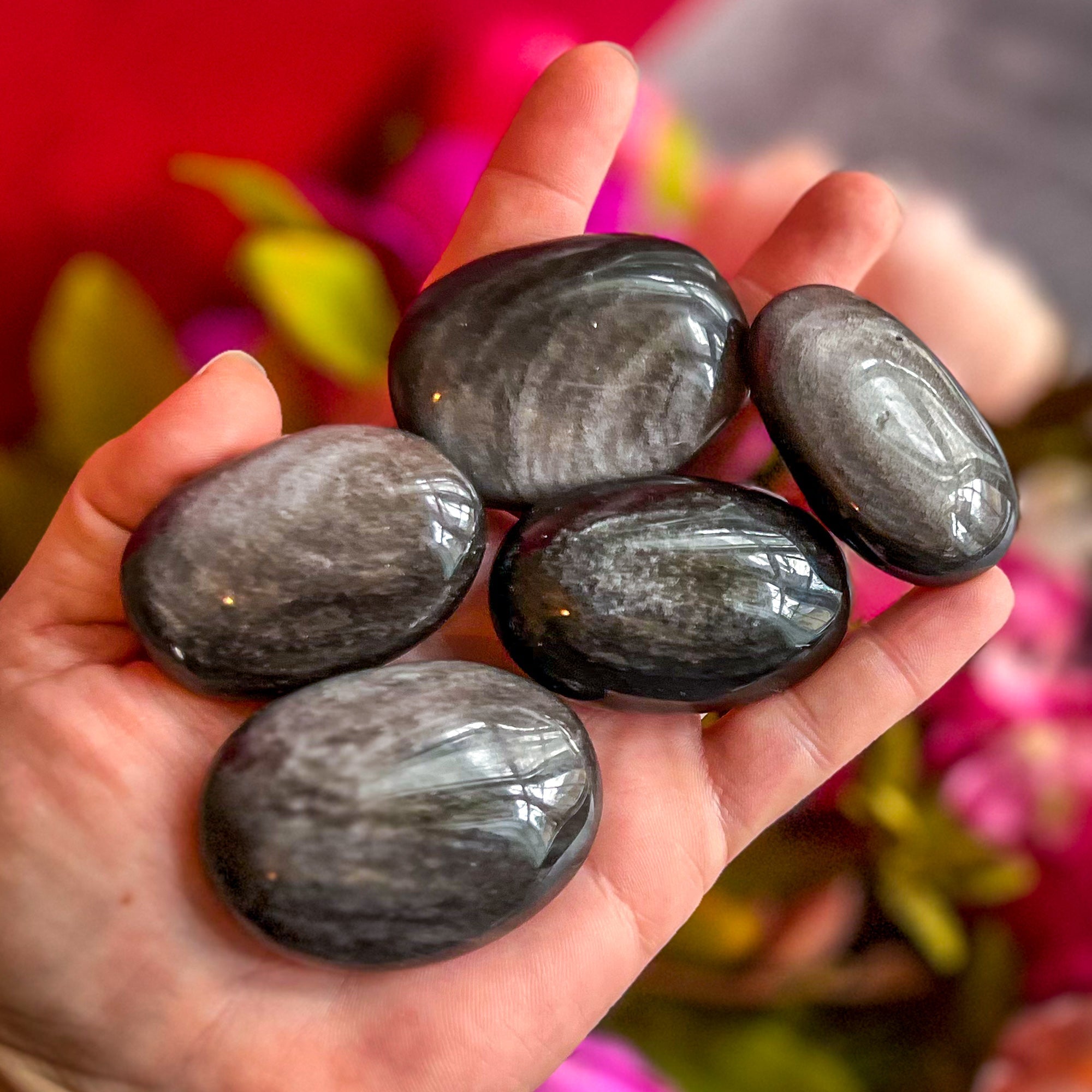Silver Obsidian Palmstones | | Wiccan Center