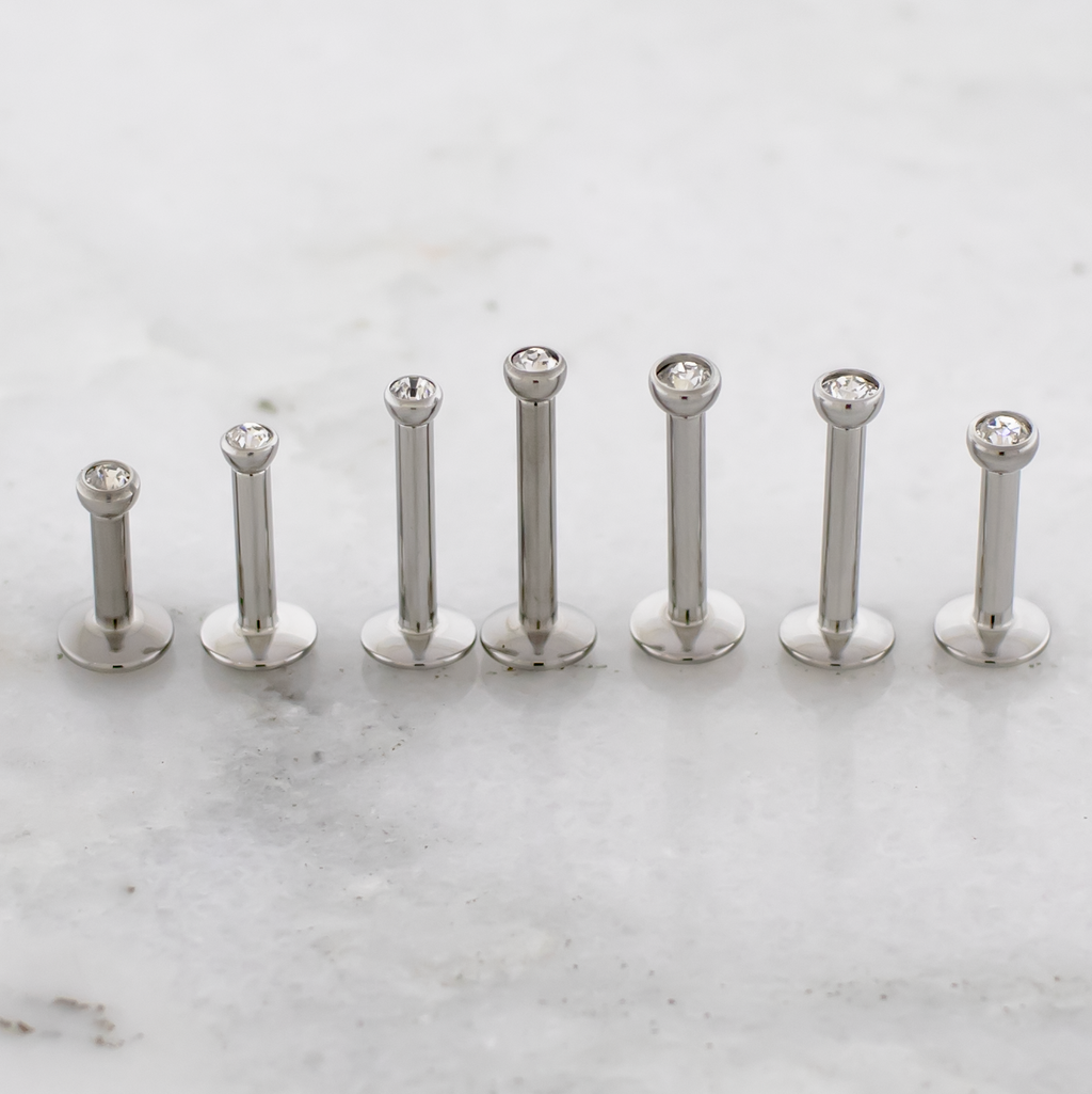14G Steel Internally Threaded Labret w/Premium Crystal | Body Jewelry | Wiccan Center