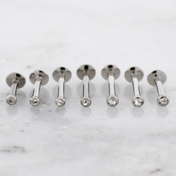 14G Steel Internally Threaded Labret w/Premium Crystal | Body Jewelry | Wiccan Center