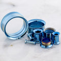 Light Blue Steel Double Flare Tunnels - Internally Threaded | Body Jewelry | Wiccan Center