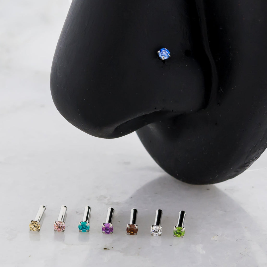 Steel Prong Set Nose Bone With Premium Zirconia | Body Jewelry | Wiccan Center