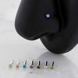 Steel Prong Set Nose Bone With Premium Zirconia | Body Jewelry | Wiccan Center