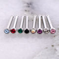 Steel Bezel Set Nose Bone With Premium Crystals | Body Jewelry | Wiccan Center