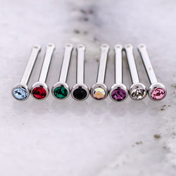 Steel Bezel Set Nose Bone With Premium Crystals | Body Jewelry | Wiccan Center