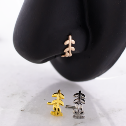 18G Nose Curve Double Leaf | Body Jewelry | Wiccan Center