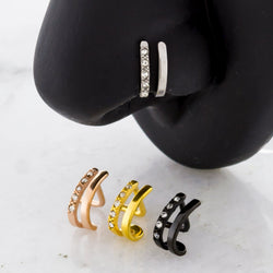 18G Double Nose Curve With Gems | Body Jewelry | Wiccan Center