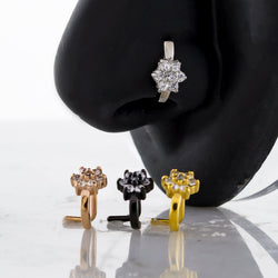 18G Gem Flower Nose Curve | Body Jewelry | Wiccan Center