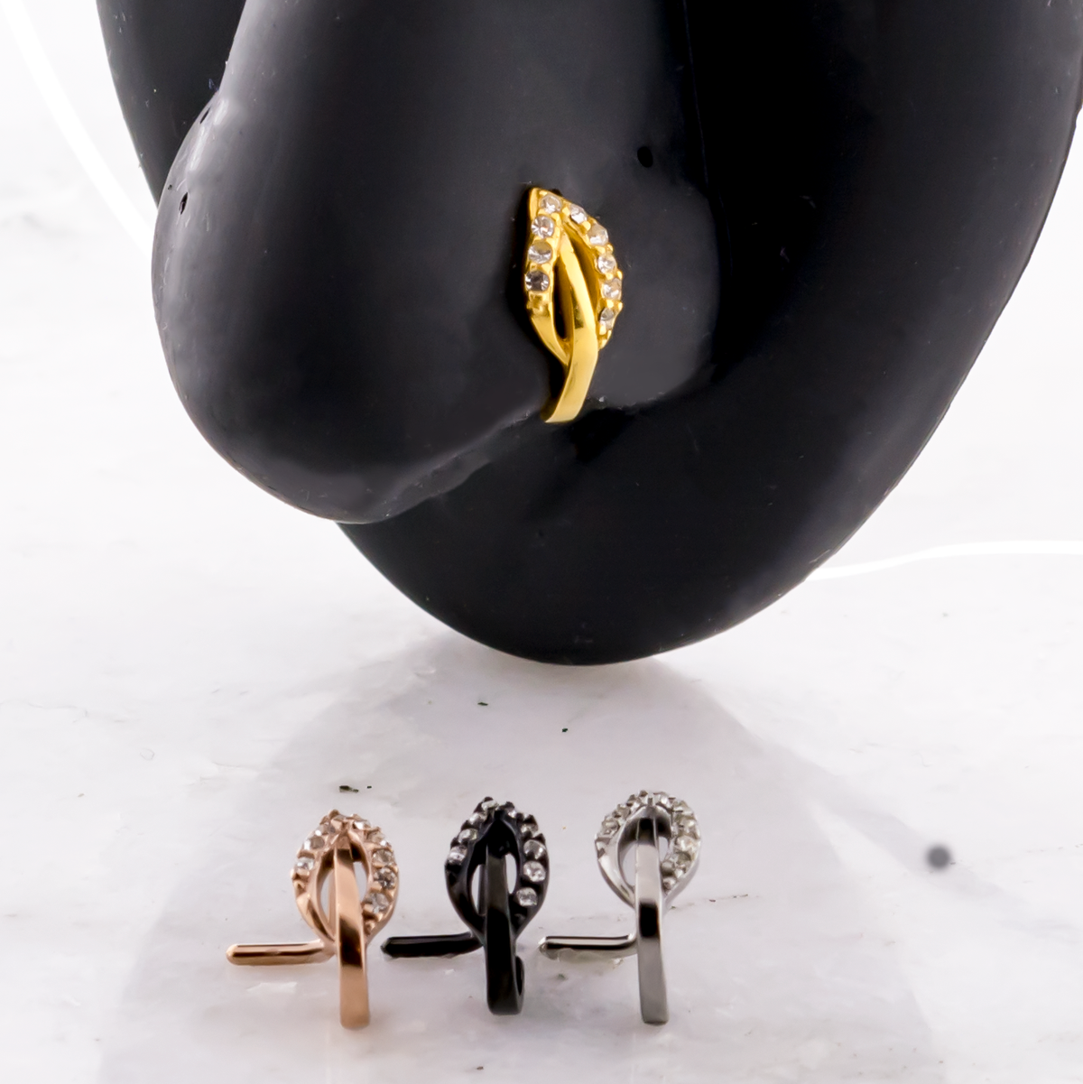 18G Gem Leaf Sun Nose Curve | Body Jewelry | Wiccan Center