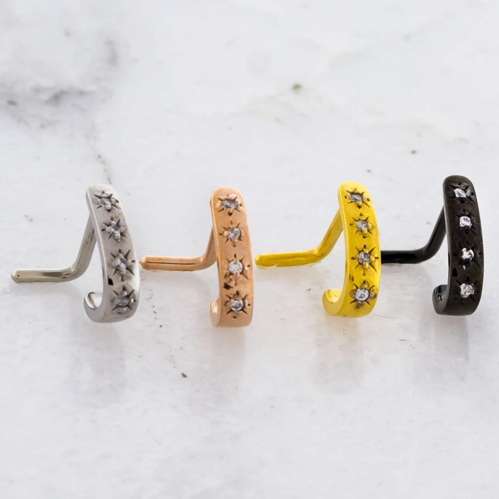 18G Stamped Sun Nose Curve | Body Jewelry | Wiccan Center