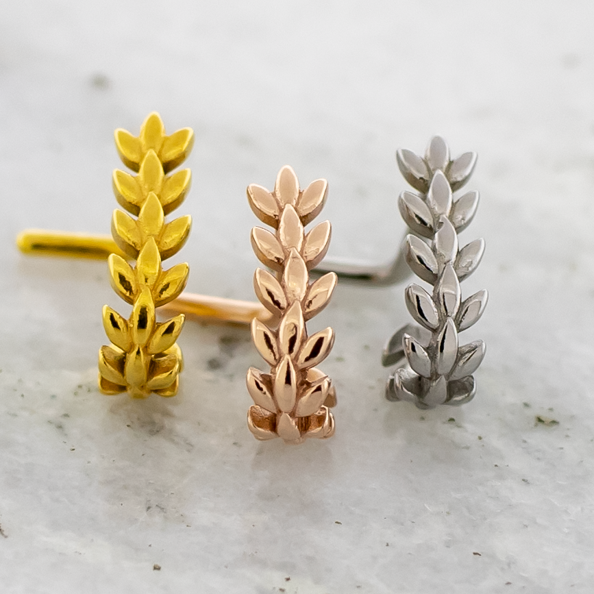 18G Floral Leaf Nose Curve | Body Jewelry | Wiccan Center