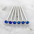 Steel Bezel Set Blue Opal Nose Pin | Body Jewelry | Wiccan Center