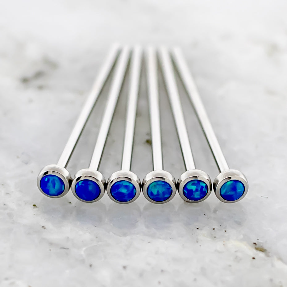 Steel Bezel Set Blue Opal Nose Pin | Body Jewelry | Wiccan Center