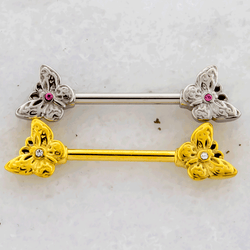 14G Butterfly Nipple Barbell | Body Jewelry | Wiccan Center