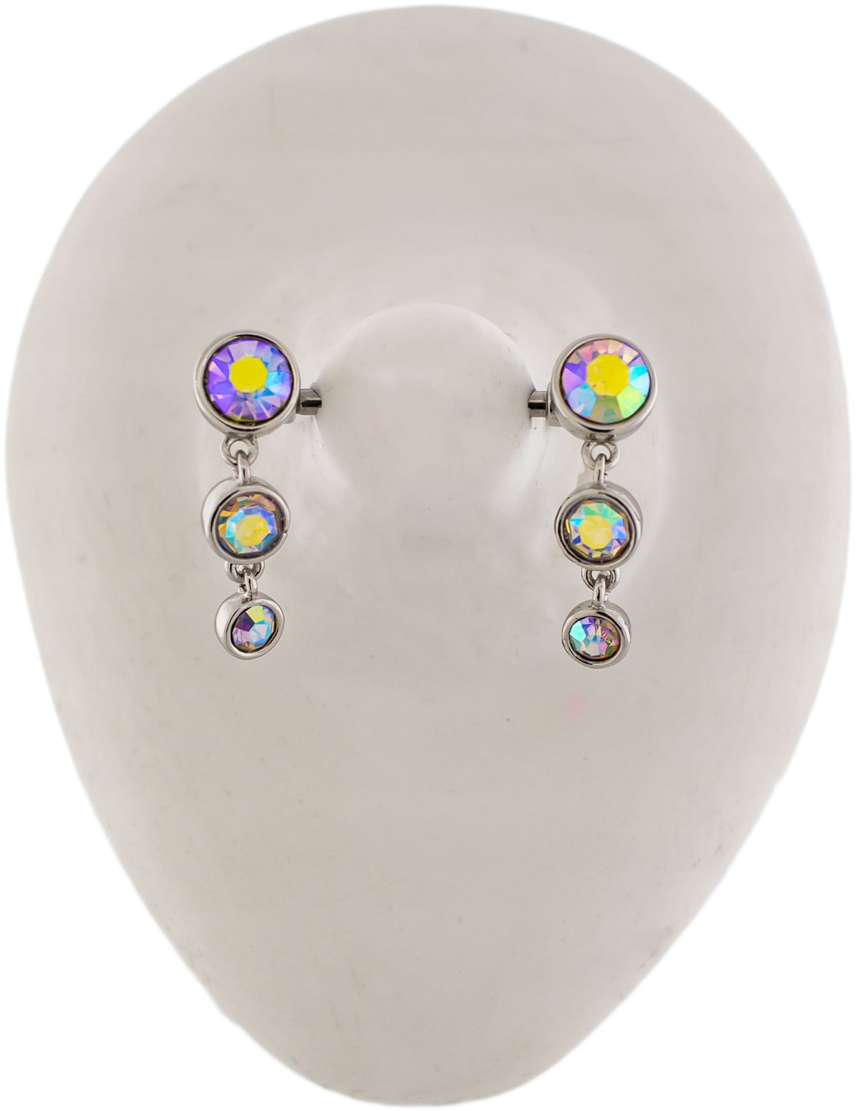 14G Triple Gem Drop Nipple Barbell | | Wiccan Center