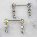 14G Triple Gem Drop Nipple Barbell | | Wiccan Center