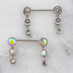 14G Triple Gem Drop Nipple Barbell | | Wiccan Center