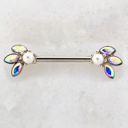 14G Aurora Borealis with Pearl Nipple Barbell | | Wiccan Center