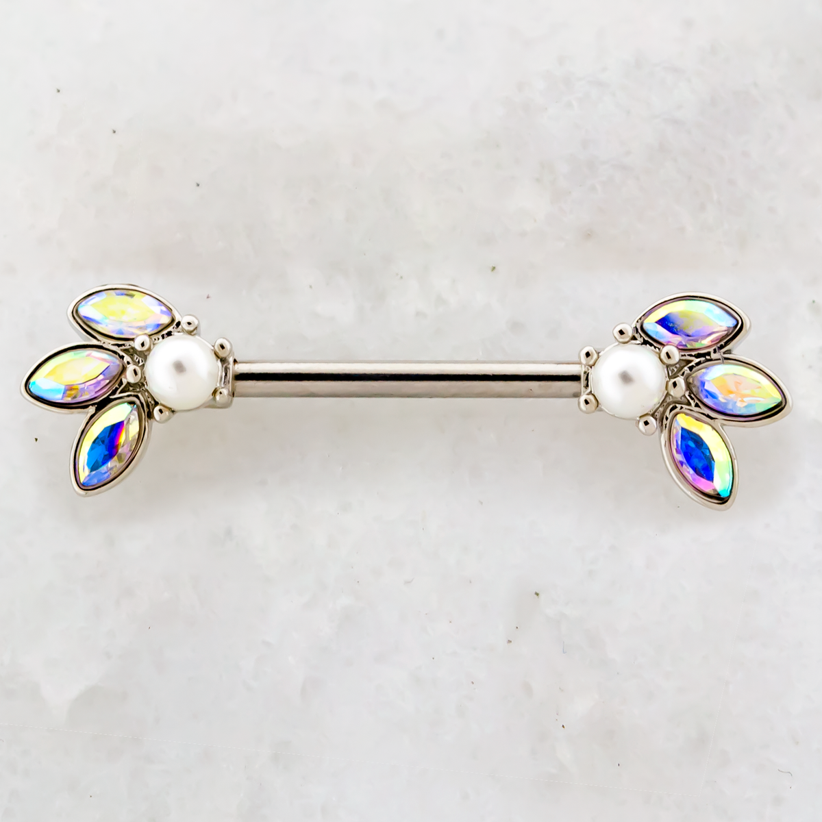 14G Aurora Borealis with Pearl Nipple Barbell | | Wiccan Center