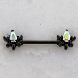 14G Black Lotus Flower Nipple Barbell | | Wiccan Center