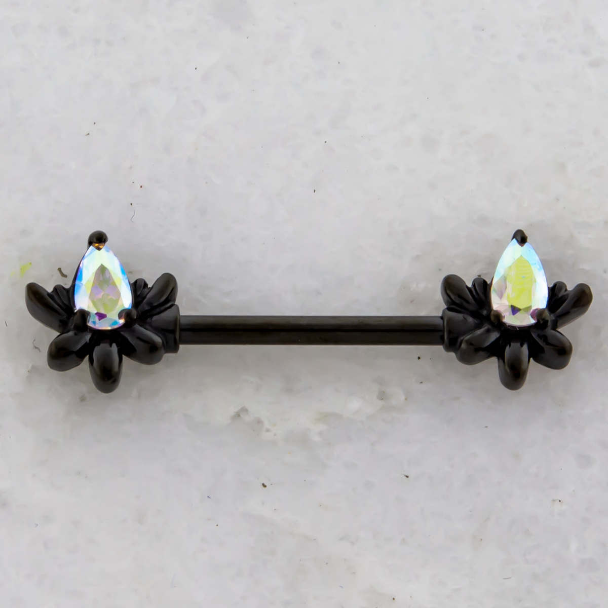 14G Black Lotus Flower Nipple Barbell | | Wiccan Center