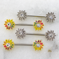 14G Sunflower Nipple Barbell | | Wiccan Center