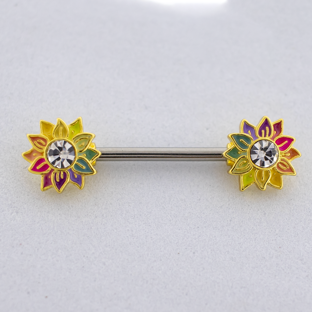 14G Sunflower Nipple Barbell | | Wiccan Center