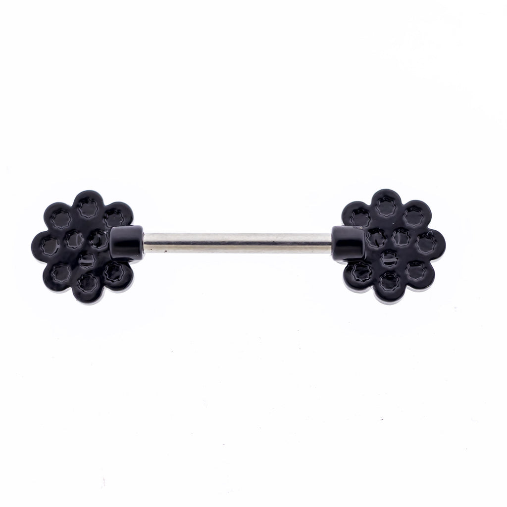 14G Nipple Barbell - Pink Glow in the Dark Flower | Body Jewelry | Wiccan Center