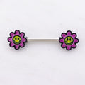 14G Nipple Barbell - Pink Glow in the Dark Flower | Body Jewelry | Wiccan Center