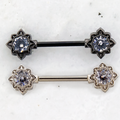 14G Flower Cut Gem Nipple Barbell | Body Jewelry | Wiccan Center