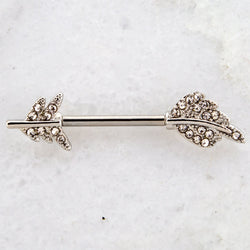 Nipple Barbell with Gem Feather | Body Jewelry | Wiccan Center