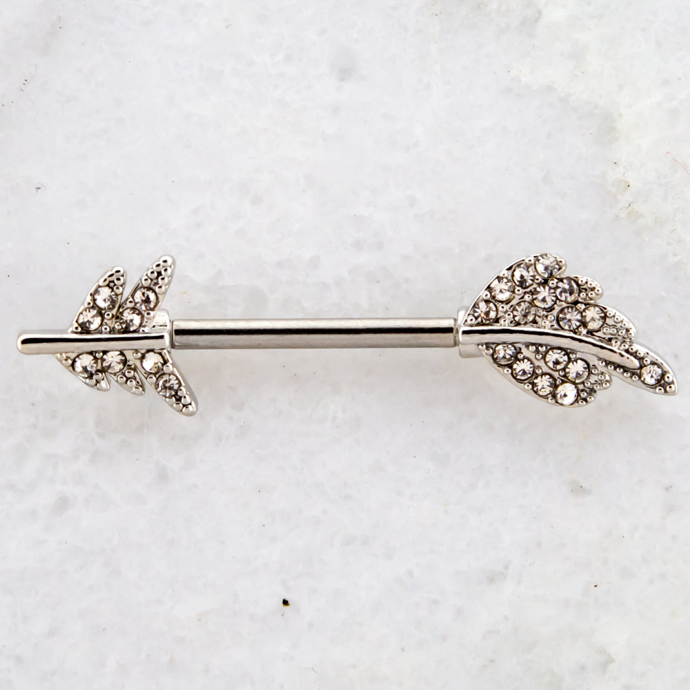 Nipple Barbell with Gem Feather | Body Jewelry | Wiccan Center