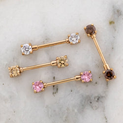 14G Rose Gold Front Facing Gem Nipple Barbell | | Wiccan Center