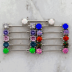 14G Gem or Opal Round Nipple Barbell | | Wiccan Center