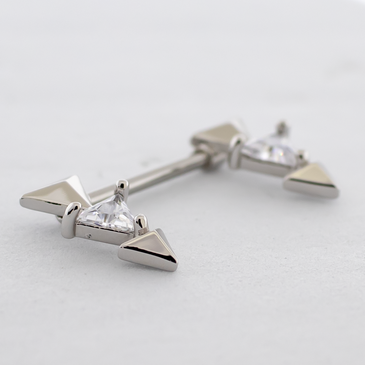 14G Triangular Trillon Gem Nipple Barbell | | Wiccan Center