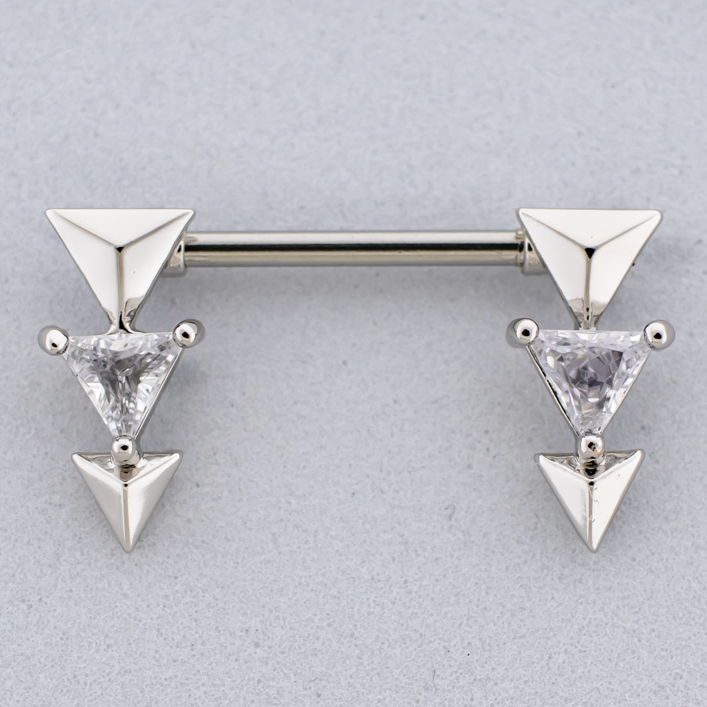 14G Triangular Trillon Gem Nipple Barbell | | Wiccan Center