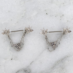 14G Nipple Stirrup w/ Bees & Honeycomb | Body Jewelry | Wiccan Center