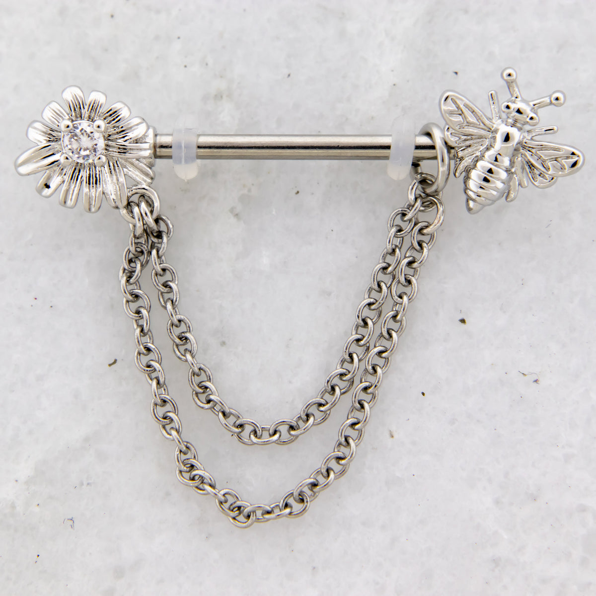 Nipple Stirrup with Bee & Sunflower | Body Jewelry | Wiccan Center