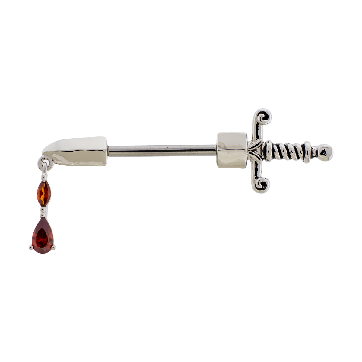 14G Sword With Gem Blood Dangle Nipple Barbell | Body Jewelry | Wiccan Center
