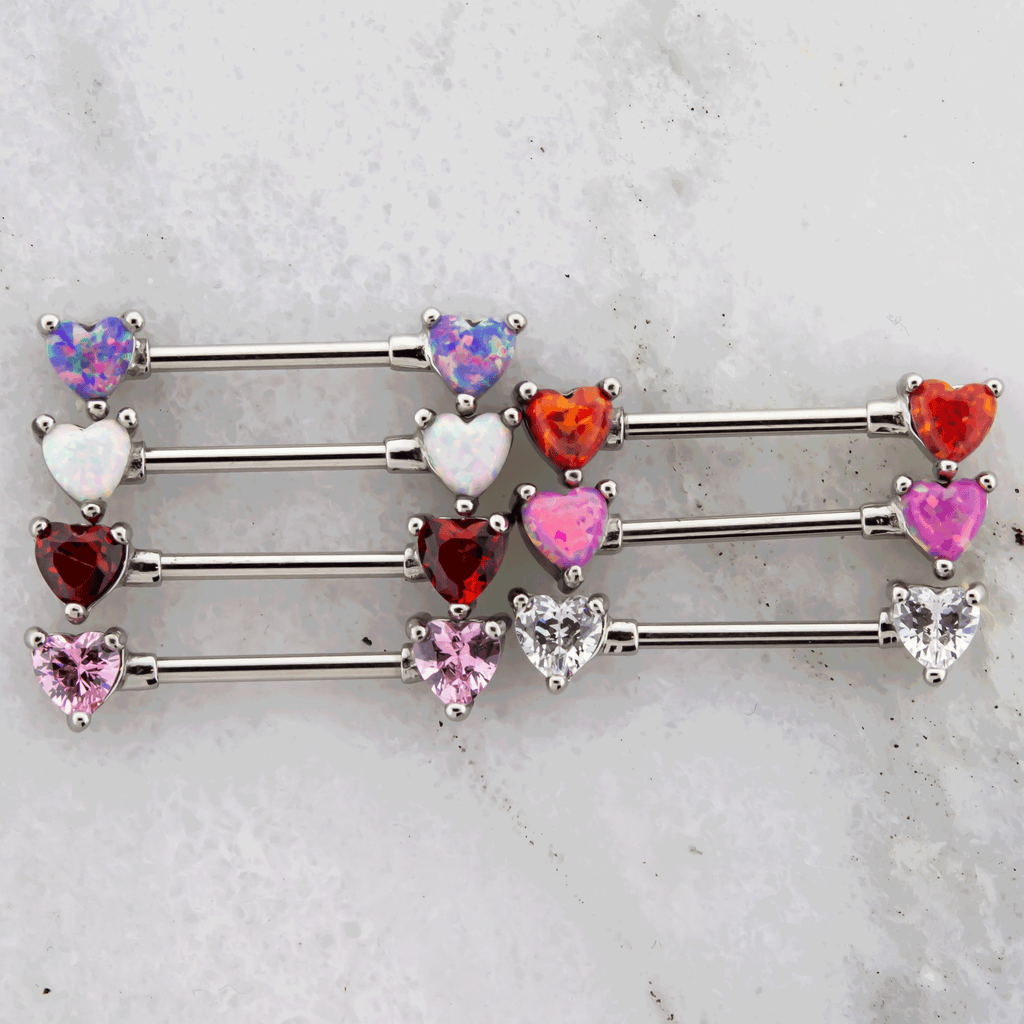 14G Gem or Opal Heart Nipple Barbell | | Wiccan Center