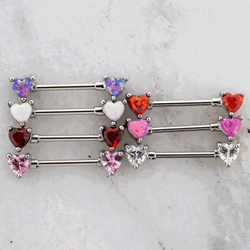 14G Gem or Opal Heart Nipple Barbell | | Wiccan Center