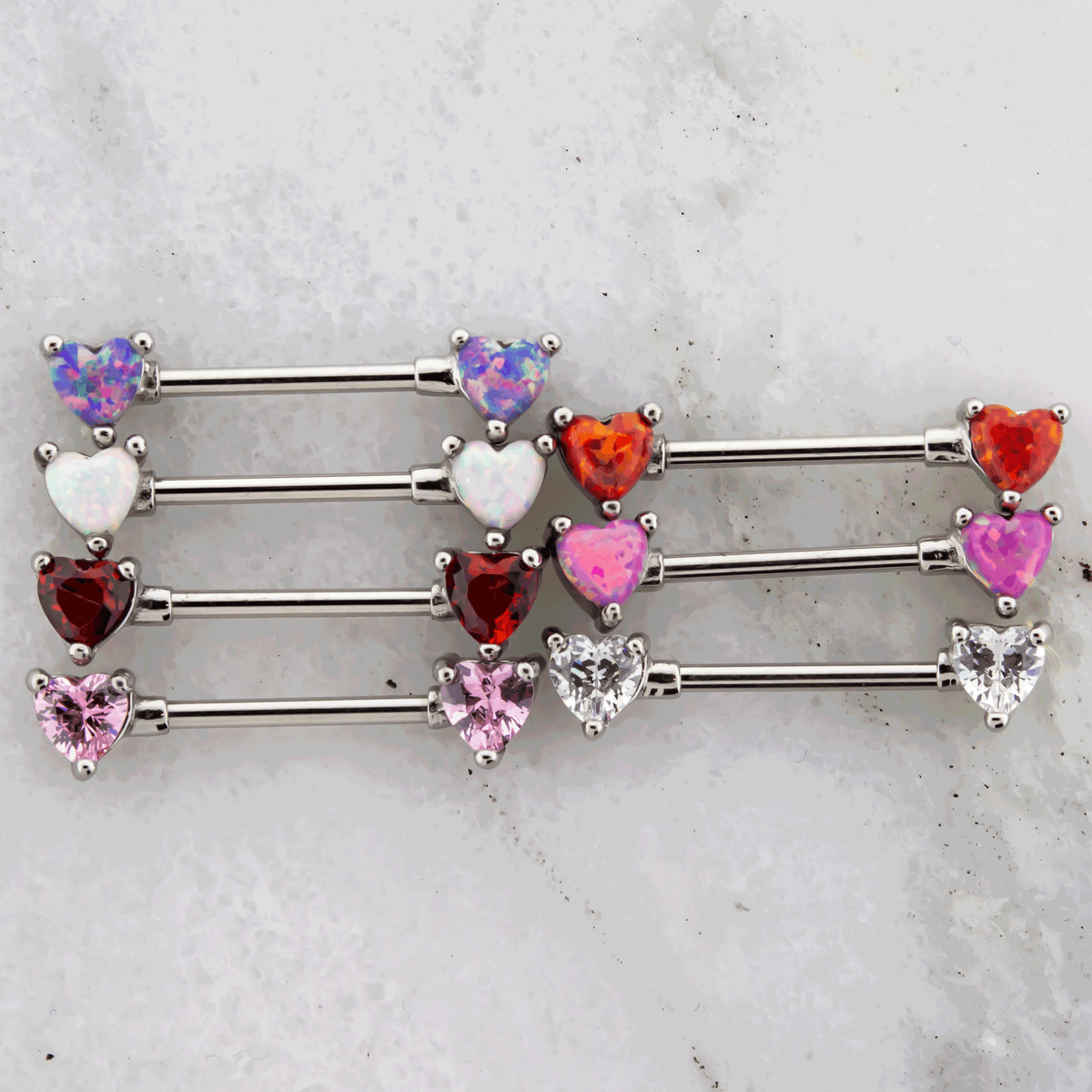 14G Gem or Opal Heart Nipple Barbell | | Wiccan Center