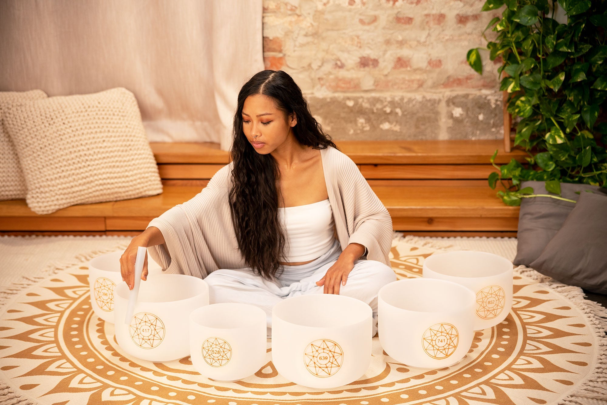 6-Piece Crystal Singing Bowl Chakra Set, Solfeggio | | Wiccan Center