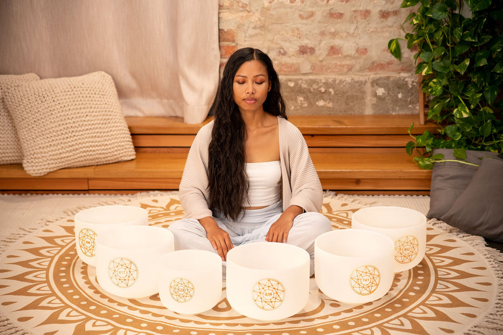 6-Piece Crystal Singing Bowl Chakra Set, Solfeggio | | Wiccan Center