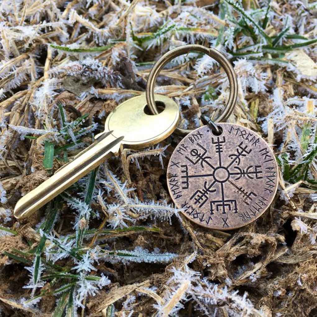Vegvisir Norse Compass Bronze Keyring | Keychains | Wiccan Center