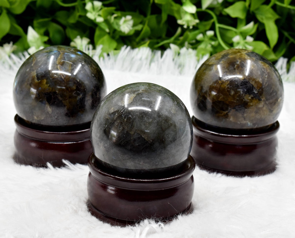 1Pc Labradorite Sphere Crystal Ball Healing Sphere | Pyramids & Spheres | Wiccan Center