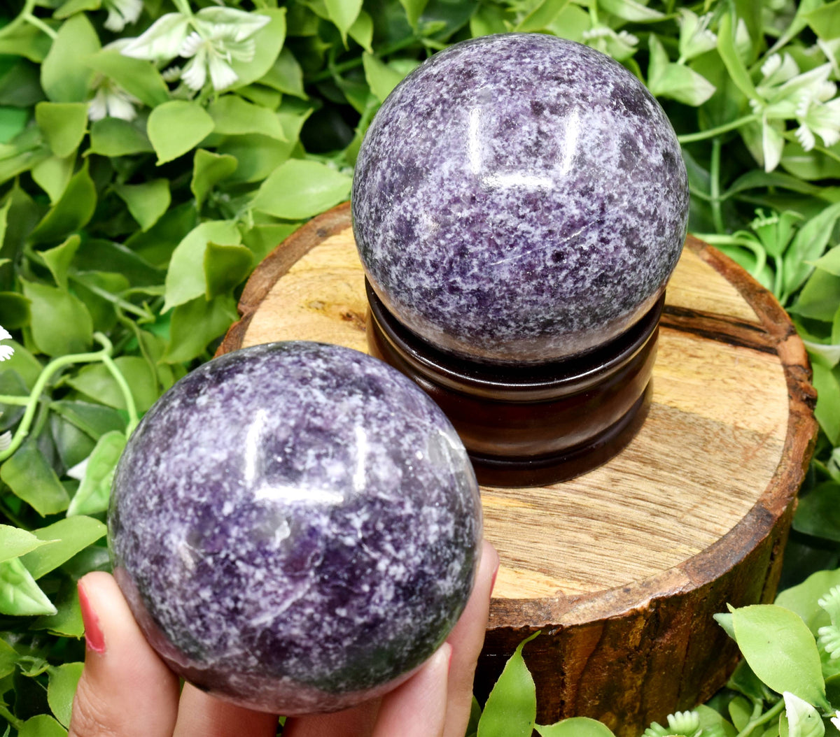 1Pc Lepidolite Sphere Crystal Ball Healing Sphere | Pyramids & Spheres | Wiccan Center