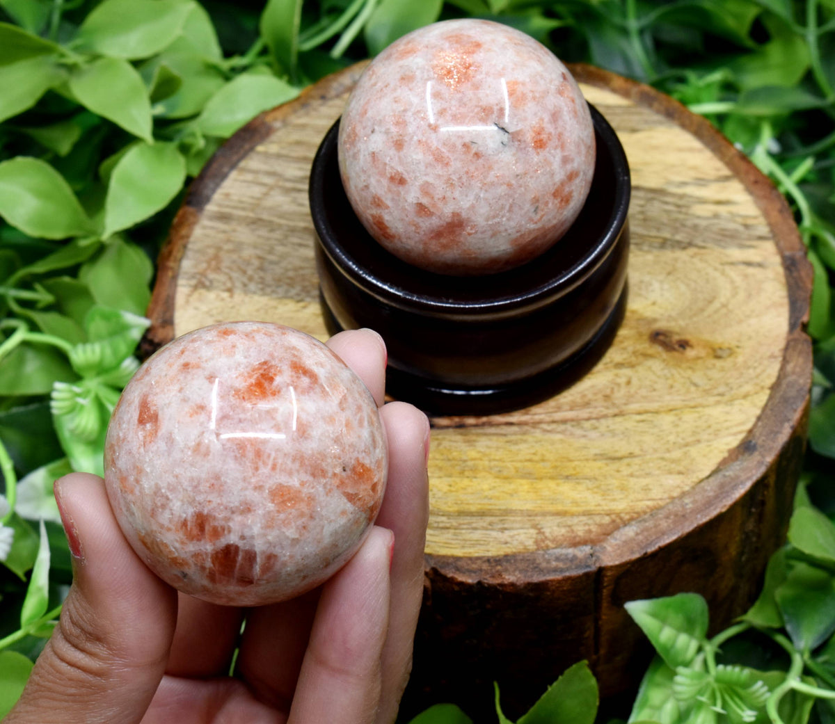 1Pc Sunstone Sphere Crystal Ball Healing Sphere. | Pyramids & Spheres | Wiccan Center